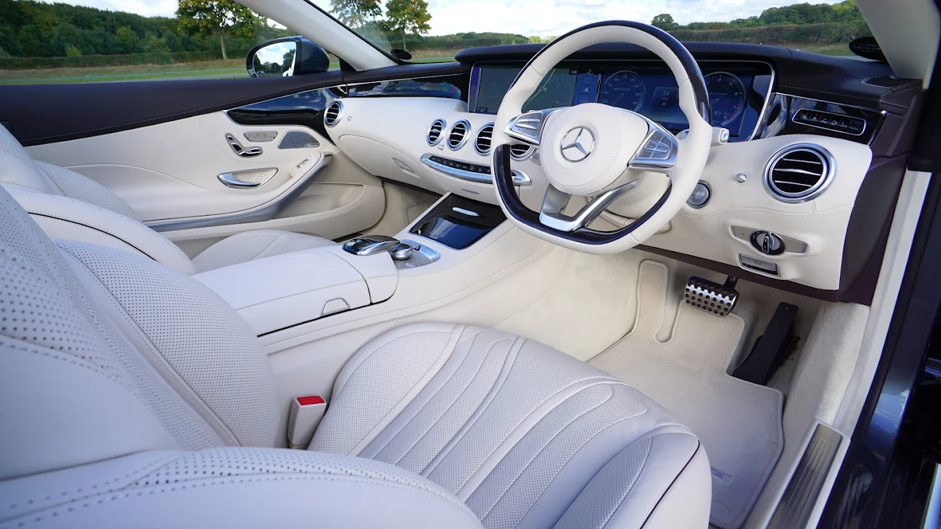 White Mercedes interior cleaned and restored